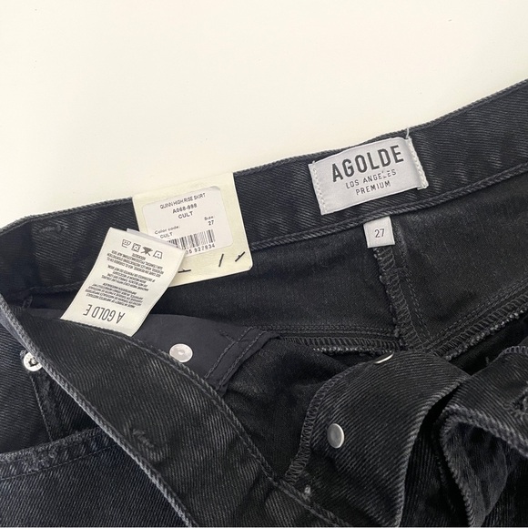 AGOLDE Quinn High Rise Black Denim Mini Skirt - Picture 8 of 10